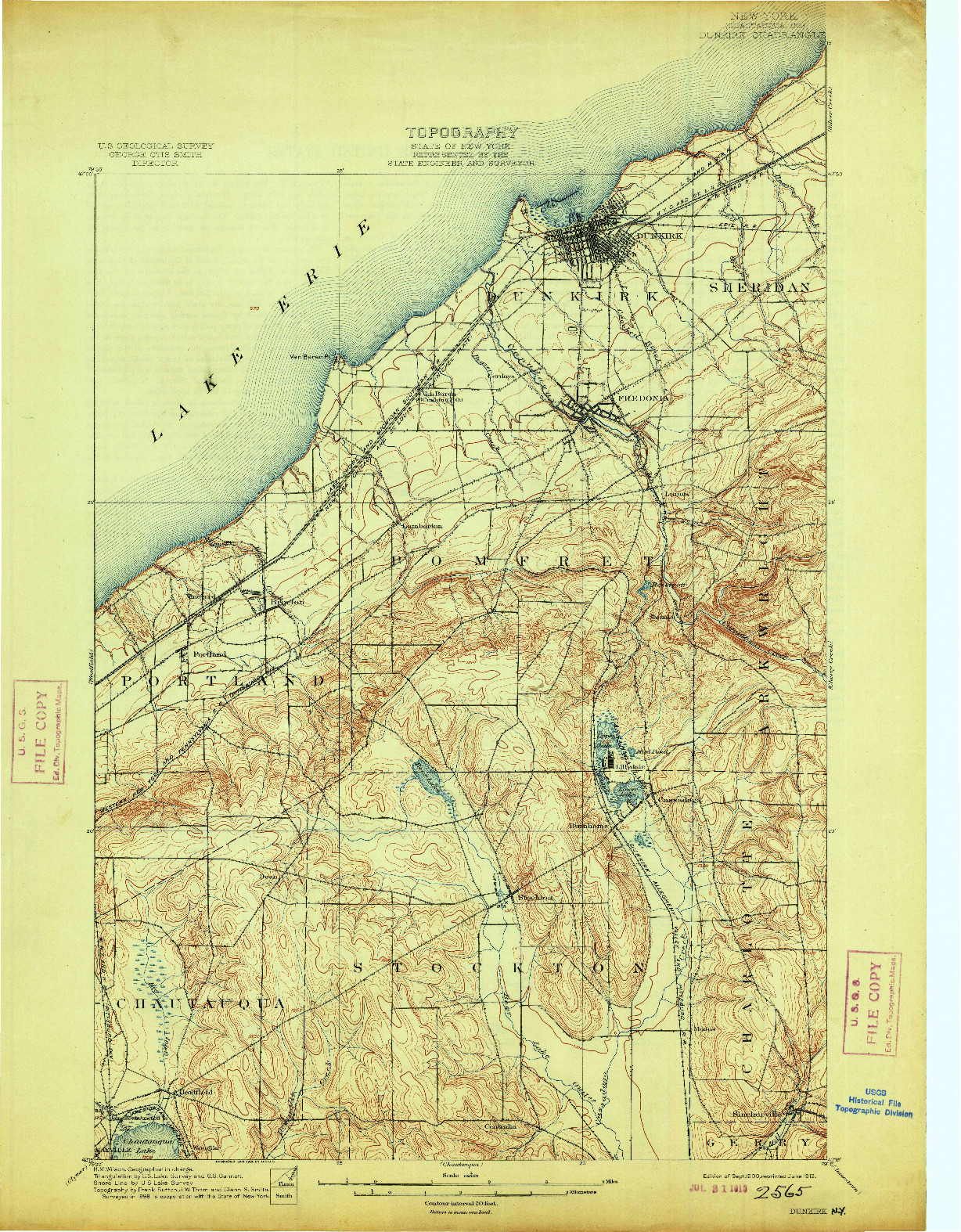 USGS 1:62500-SCALE QUADRANGLE FOR DUNKIRK, NY 1900