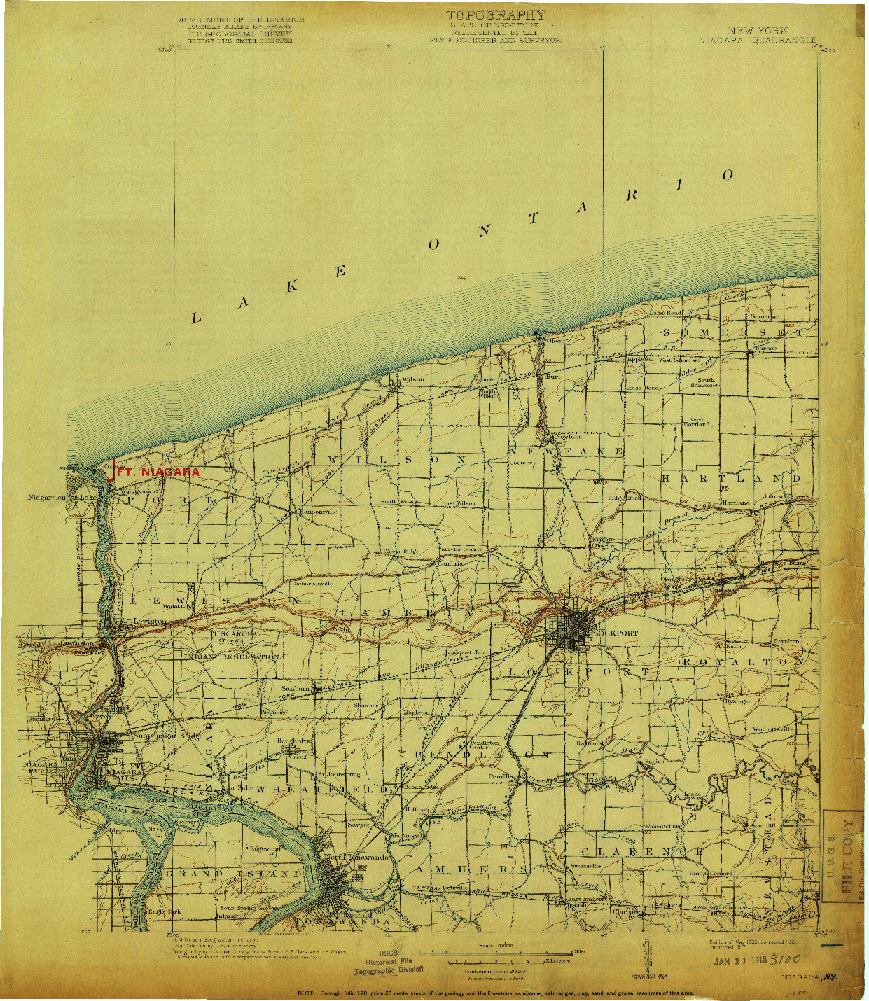 USGS 1:125000-SCALE QUADRANGLE FOR NIAGARA, NY 1899