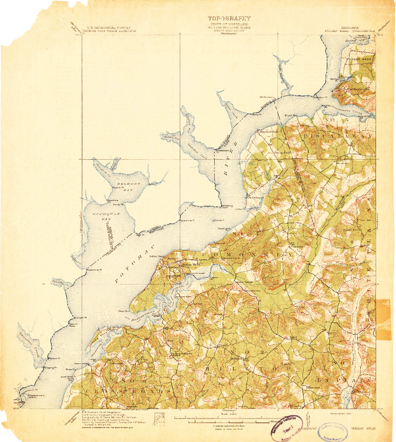 USGS 1:62500-SCALE QUADRANGLE FOR INDIAN HEAD, MD 1913