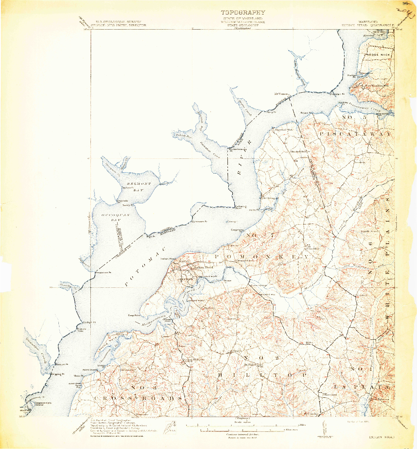 USGS 1:62500-SCALE QUADRANGLE FOR INDIAN HEAD, MD 1913