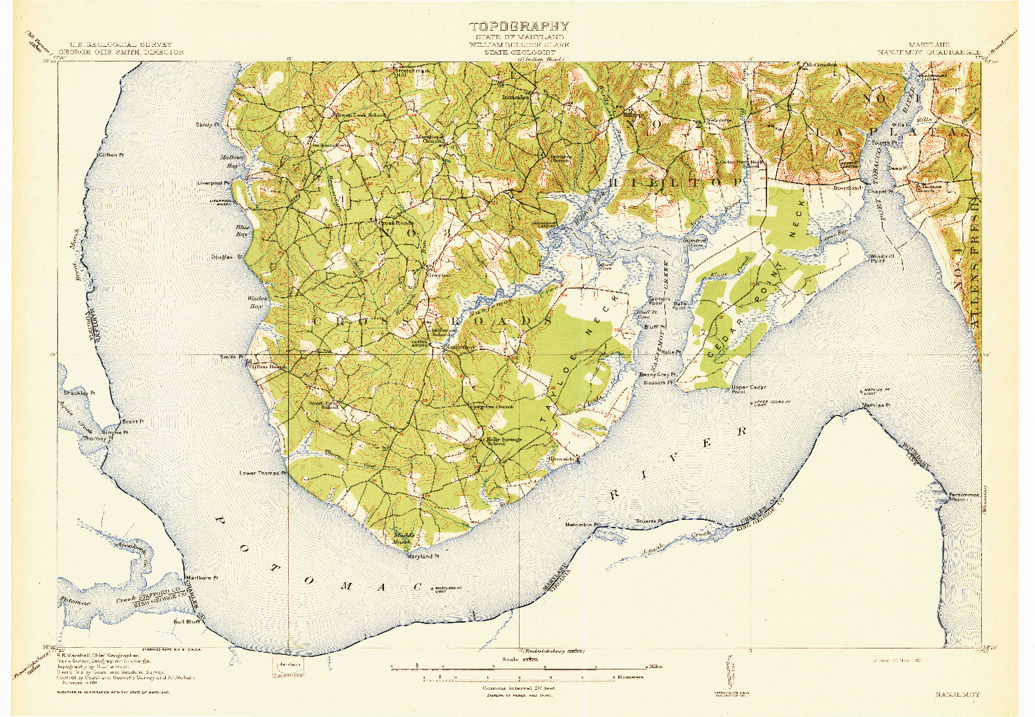 USGS 1:62500-SCALE QUADRANGLE FOR NANJEMOY, MD 1913