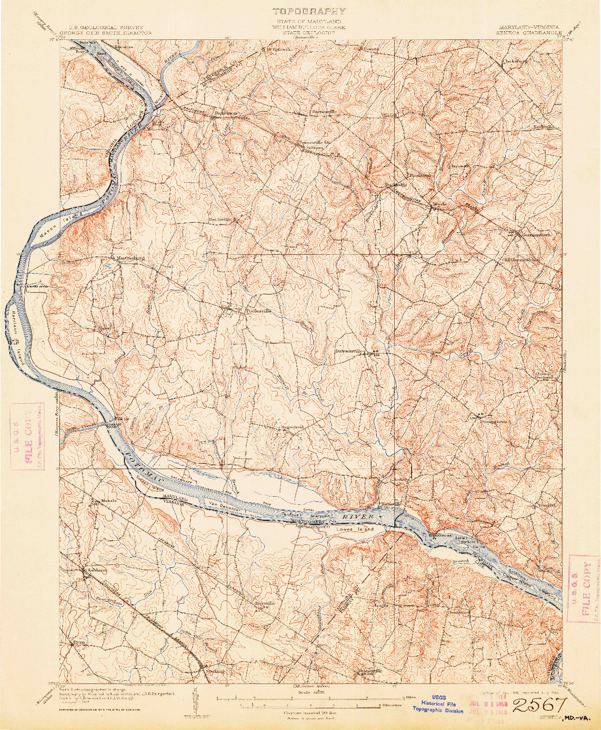 USGS 1:62500-SCALE QUADRANGLE FOR SENECA, MD 1908