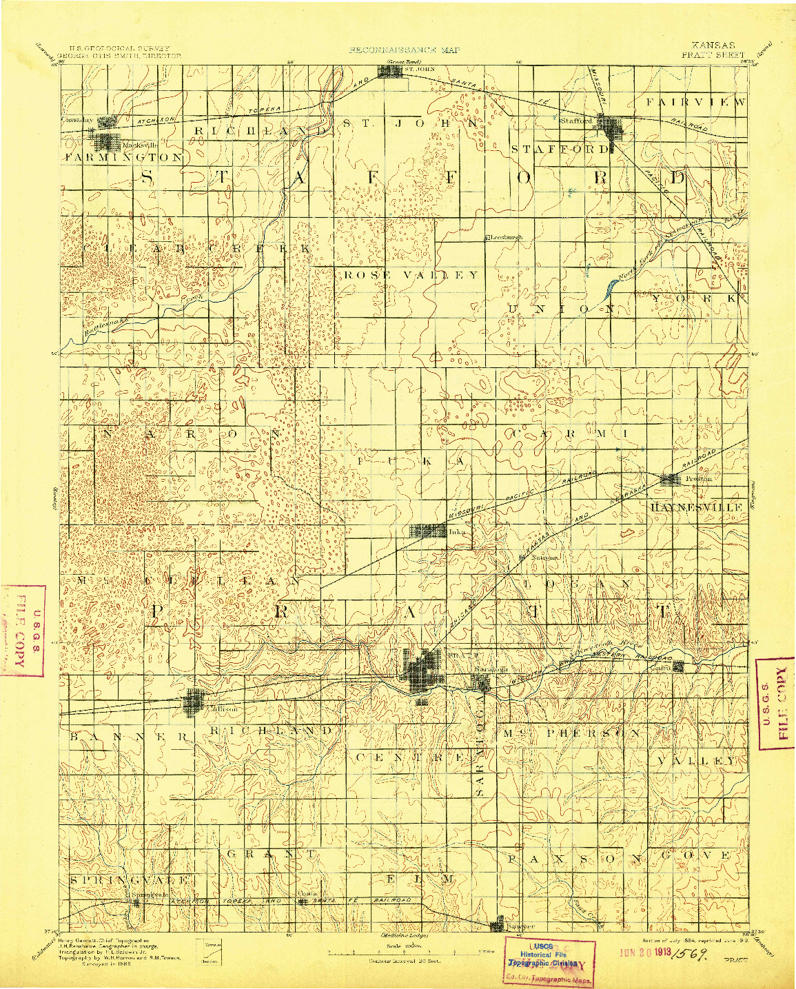 USGS 1:125000-SCALE QUADRANGLE FOR PRATT, KS 1894