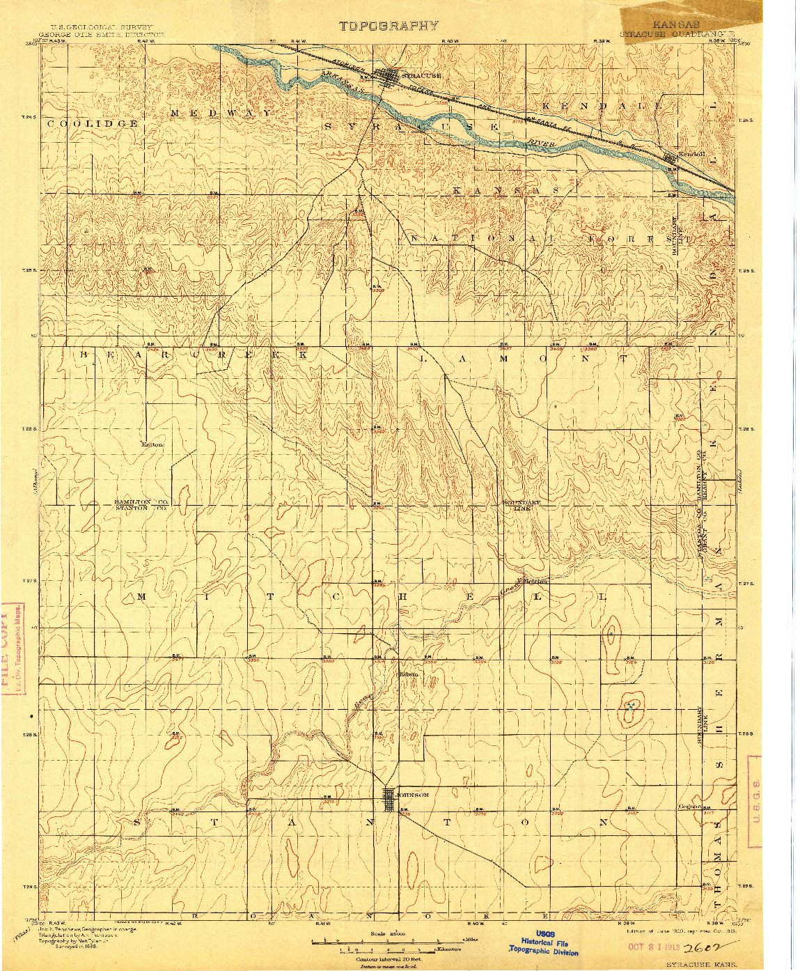 USGS 1:125000-SCALE QUADRANGLE FOR SYRACUSE, KS 1900