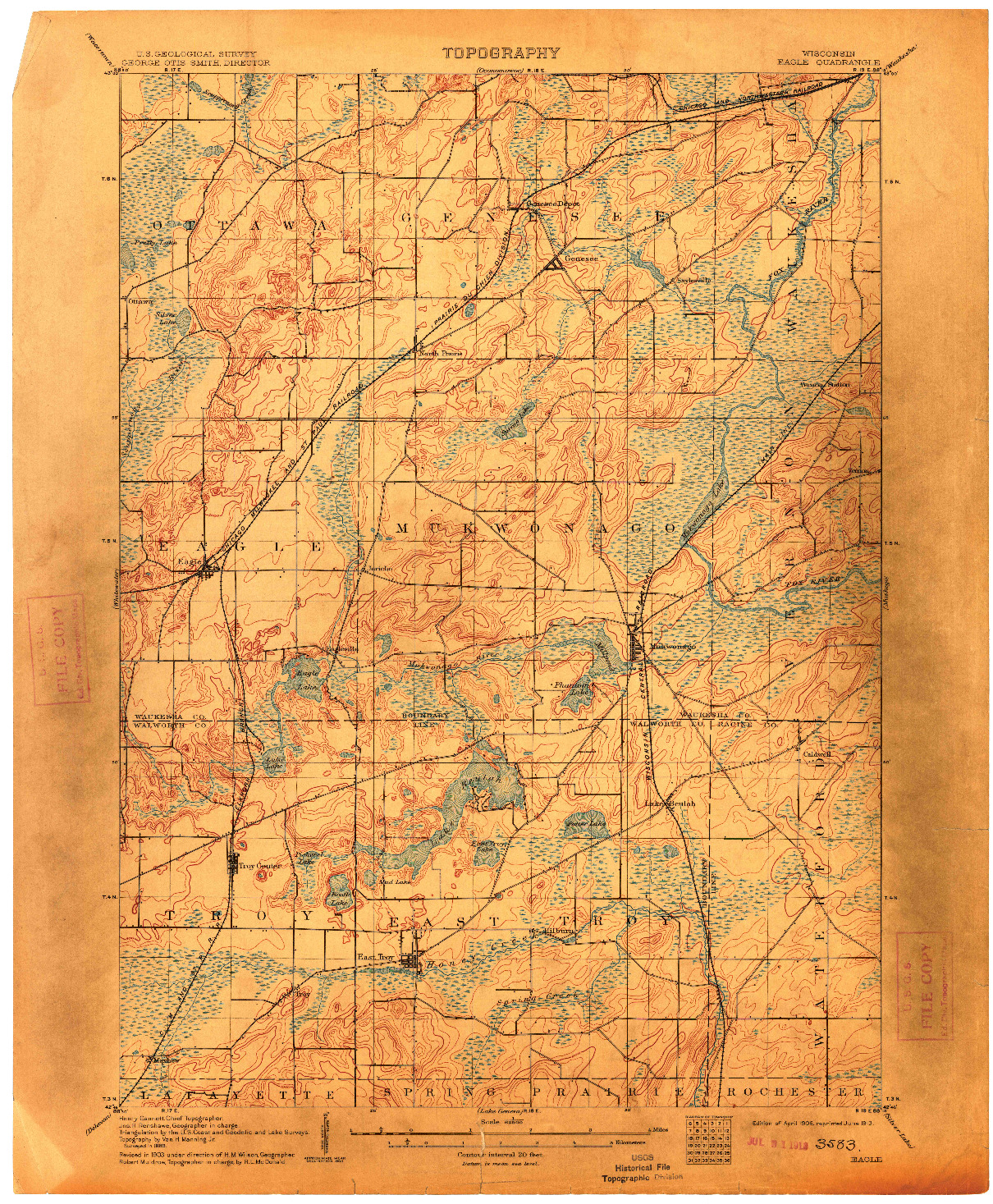 USGS 1:62500-SCALE QUADRANGLE FOR EAGLE, WI 1906