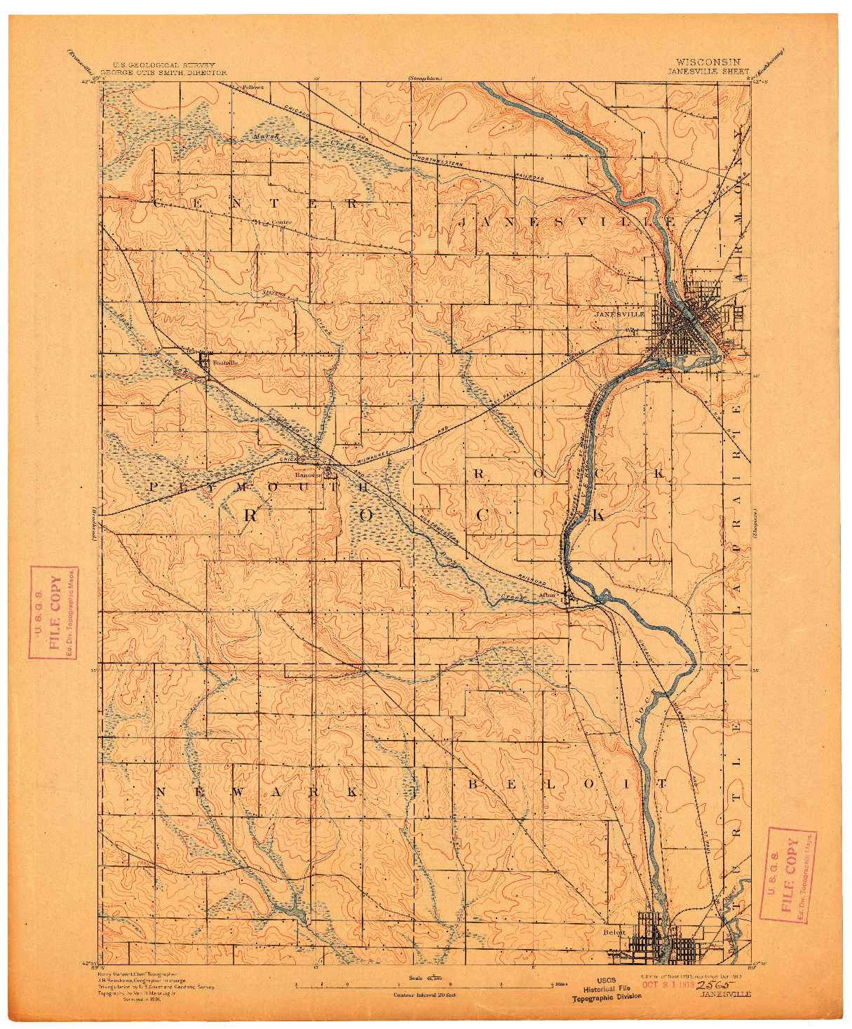 USGS 1:62500-SCALE QUADRANGLE FOR JANESVILLE, WI 1893