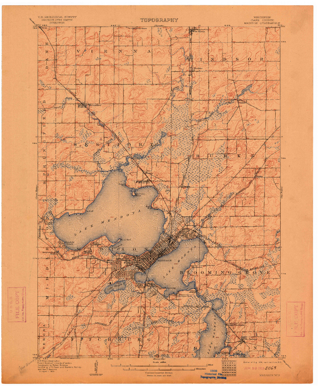 USGS 1:62500-SCALE QUADRANGLE FOR MADISON, WI 1906