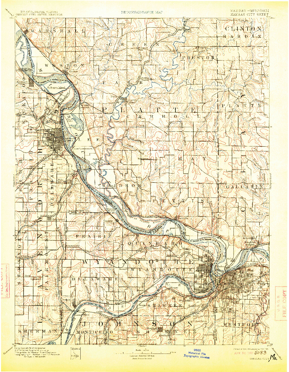 USGS 1:125000-SCALE QUADRANGLE FOR KANSAS CITY, KS 1894