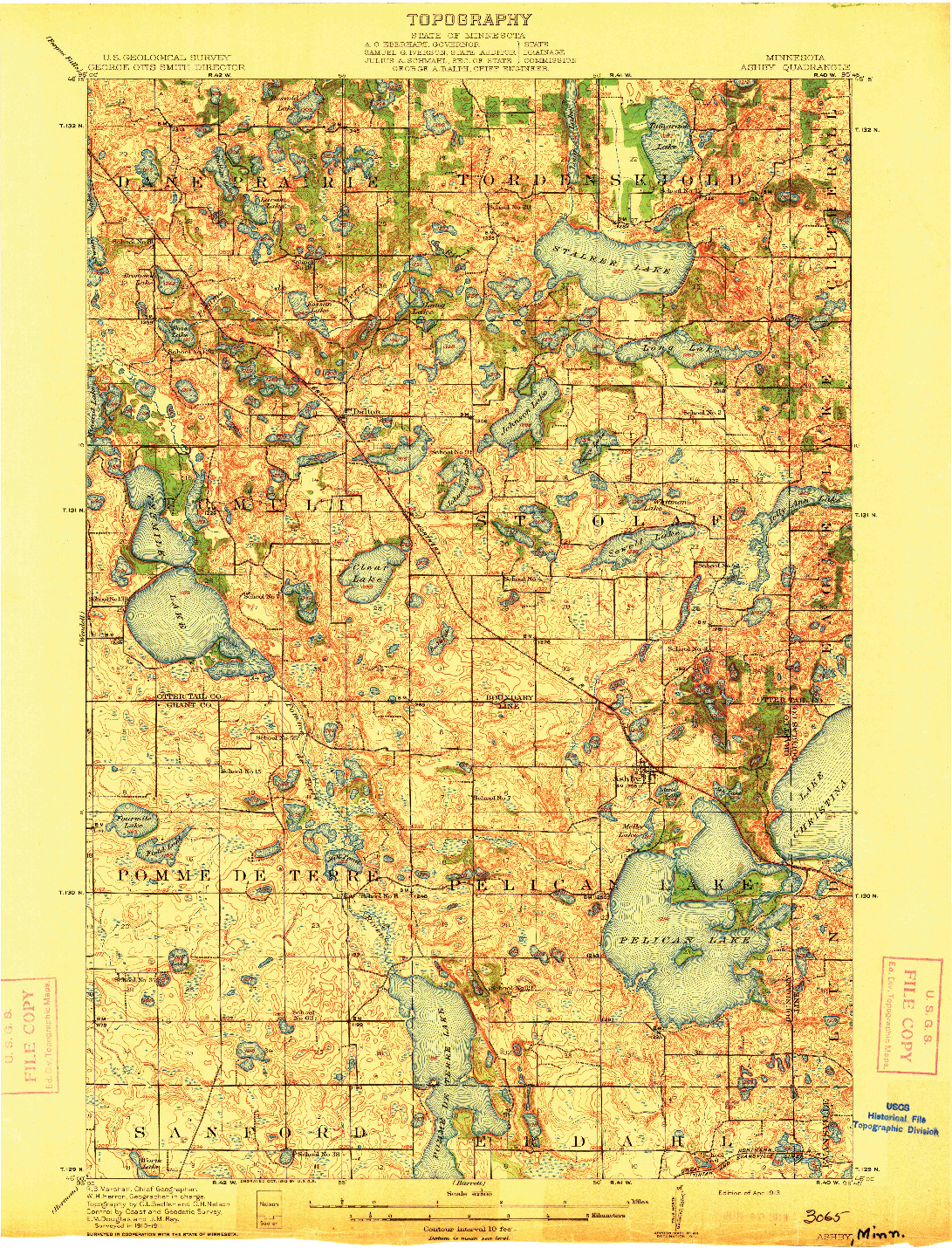 USGS 1:62500-SCALE QUADRANGLE FOR ASHBY, MN 1913
