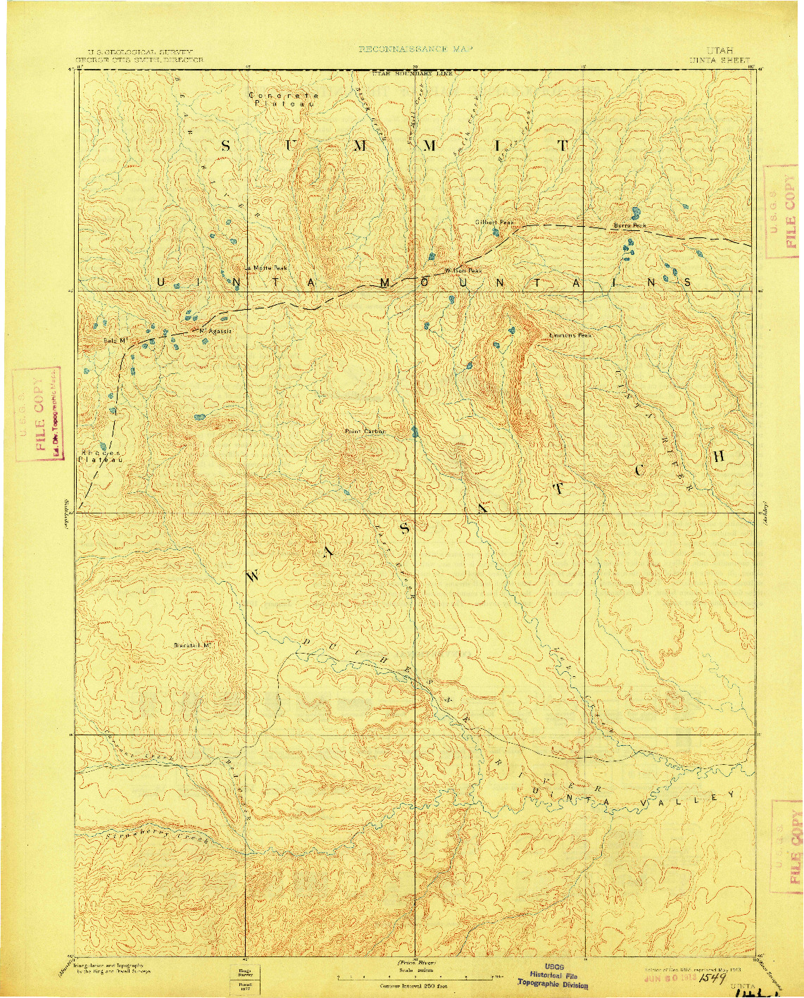 USGS 1:250000-SCALE QUADRANGLE FOR UINTA, UT 1885
