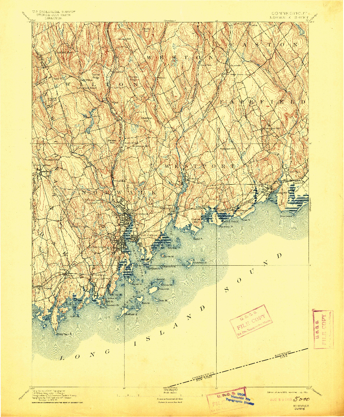 USGS 1:62500-SCALE QUADRANGLE FOR NORWALK, CT 1893