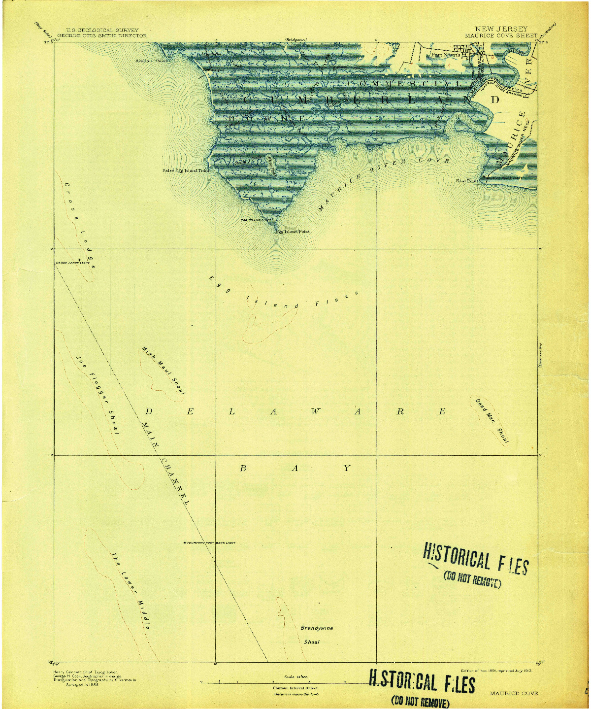 USGS 1:62500-SCALE QUADRANGLE FOR MAURICE COVE, NJ 1891