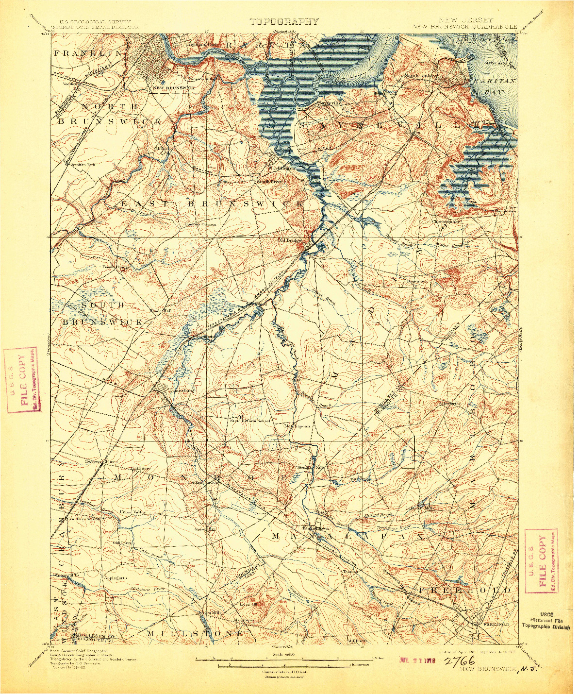 USGS 1:62500-SCALE QUADRANGLE FOR NEW BRUNSWICK, NJ 1901