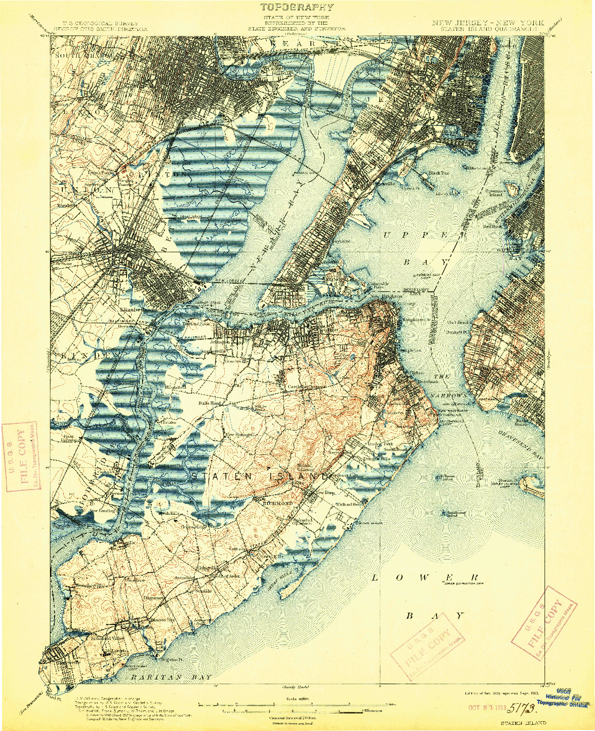 USGS 1:62500-SCALE QUADRANGLE FOR STATEN ISLAND, NJ 1900