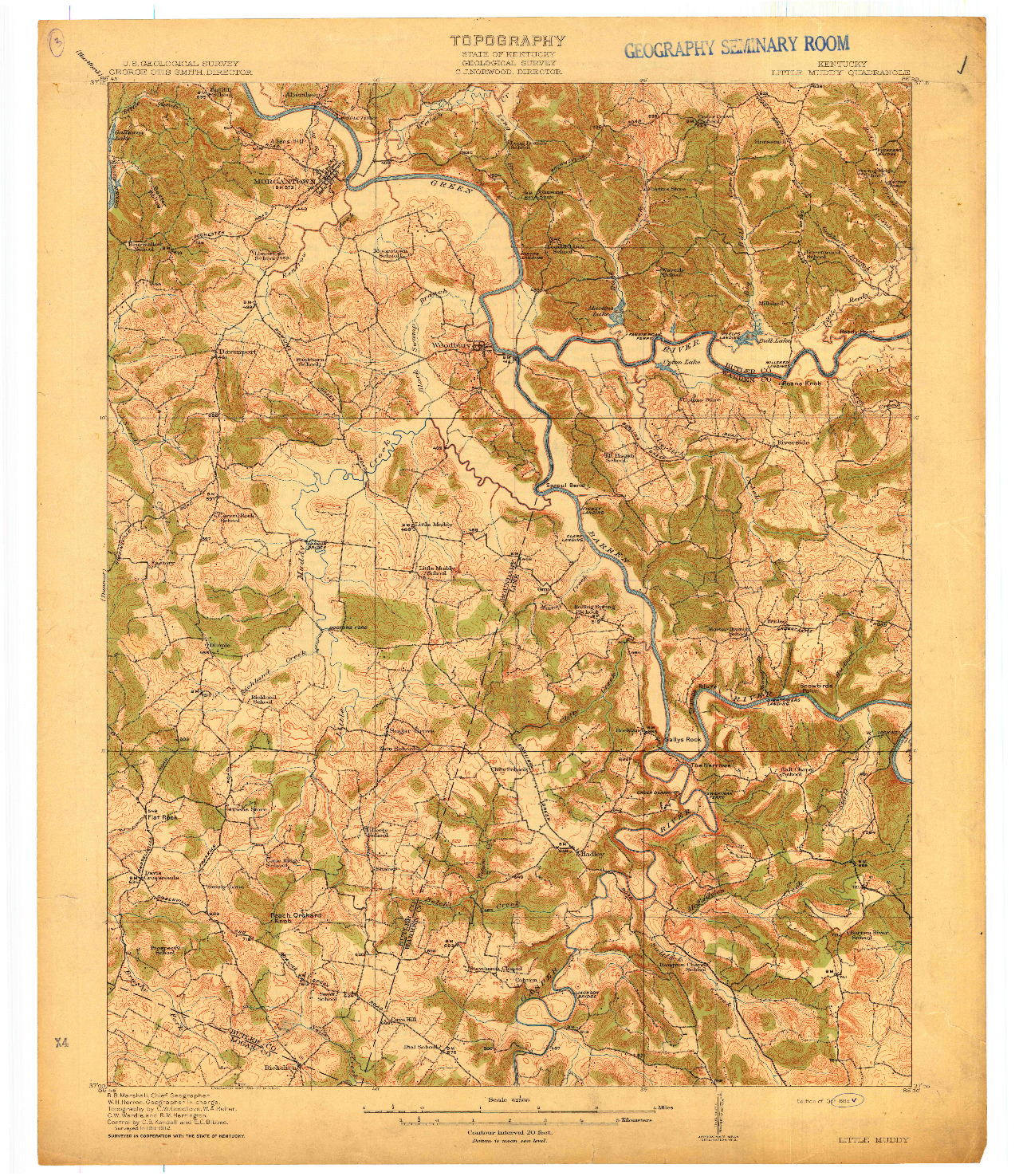 USGS 1:62500-SCALE QUADRANGLE FOR LITTLE MUDDY, KY 1914