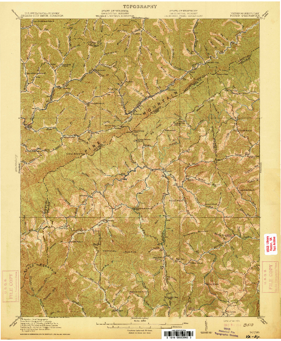 USGS 1:62500-SCALE QUADRANGLE FOR POUND, VA 1914