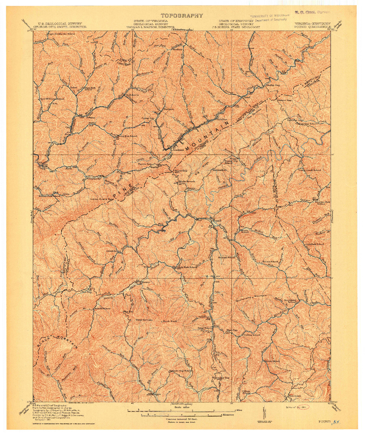 USGS 1:62500-SCALE QUADRANGLE FOR POUND, VA 1914