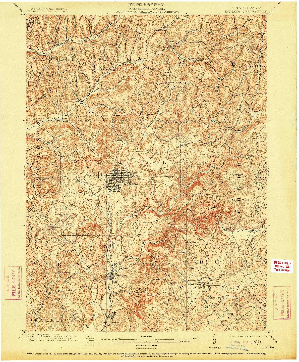 USGS 1:62500-SCALE QUADRANGLE FOR INDIANA, PA 1902