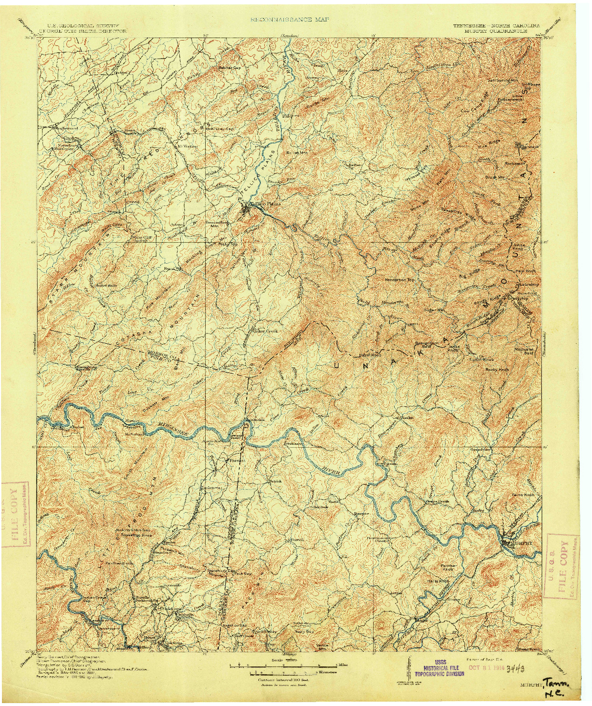 USGS 1:125000-SCALE QUADRANGLE FOR MURPHY, TN 1914