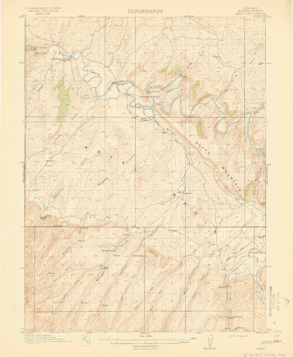 USGS 1:62500-SCALE QUADRANGLE FOR AXIAL, CO 1914