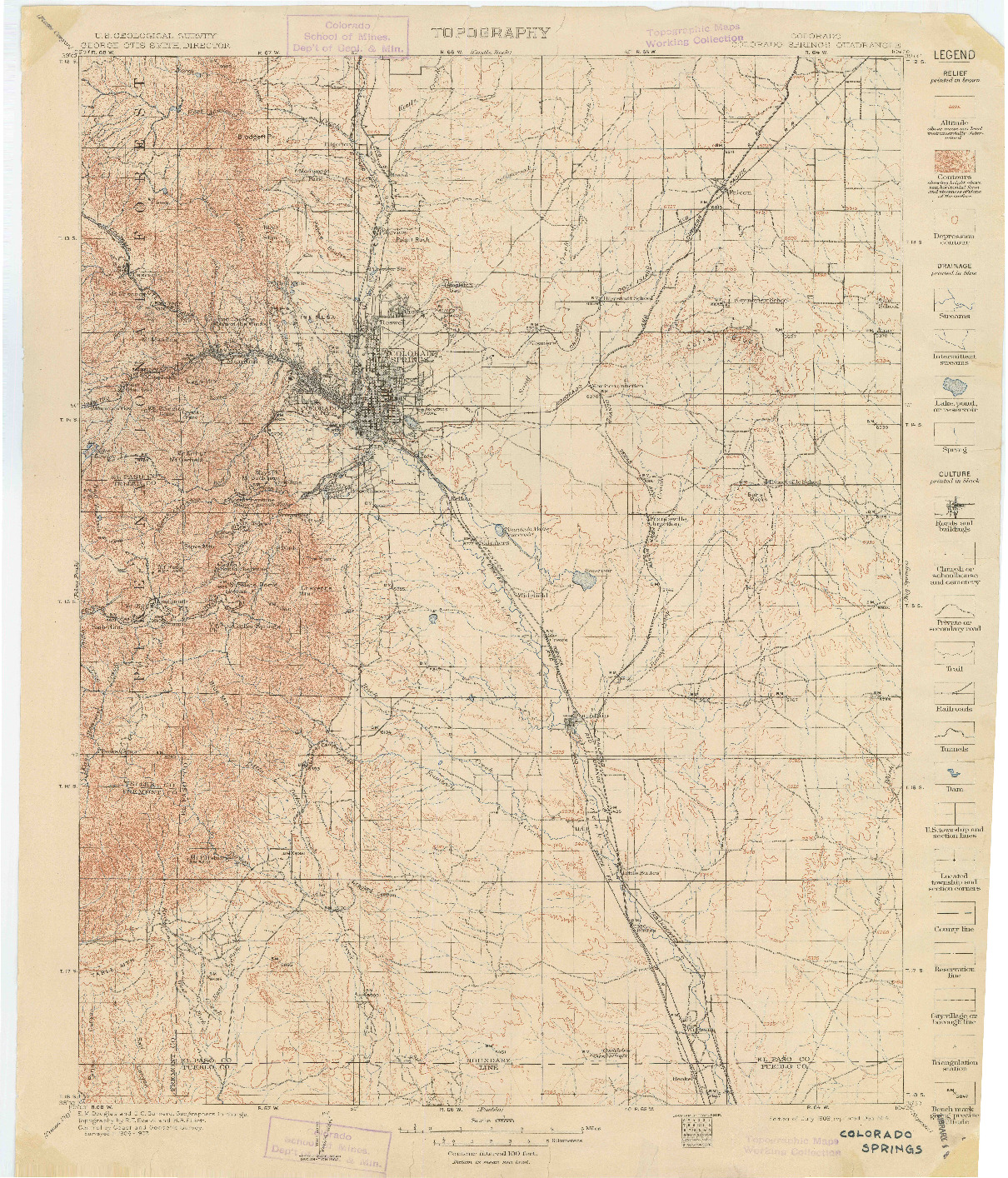 USGS 1:125000-SCALE QUADRANGLE FOR COLORADO SPRINGS, CO 1909