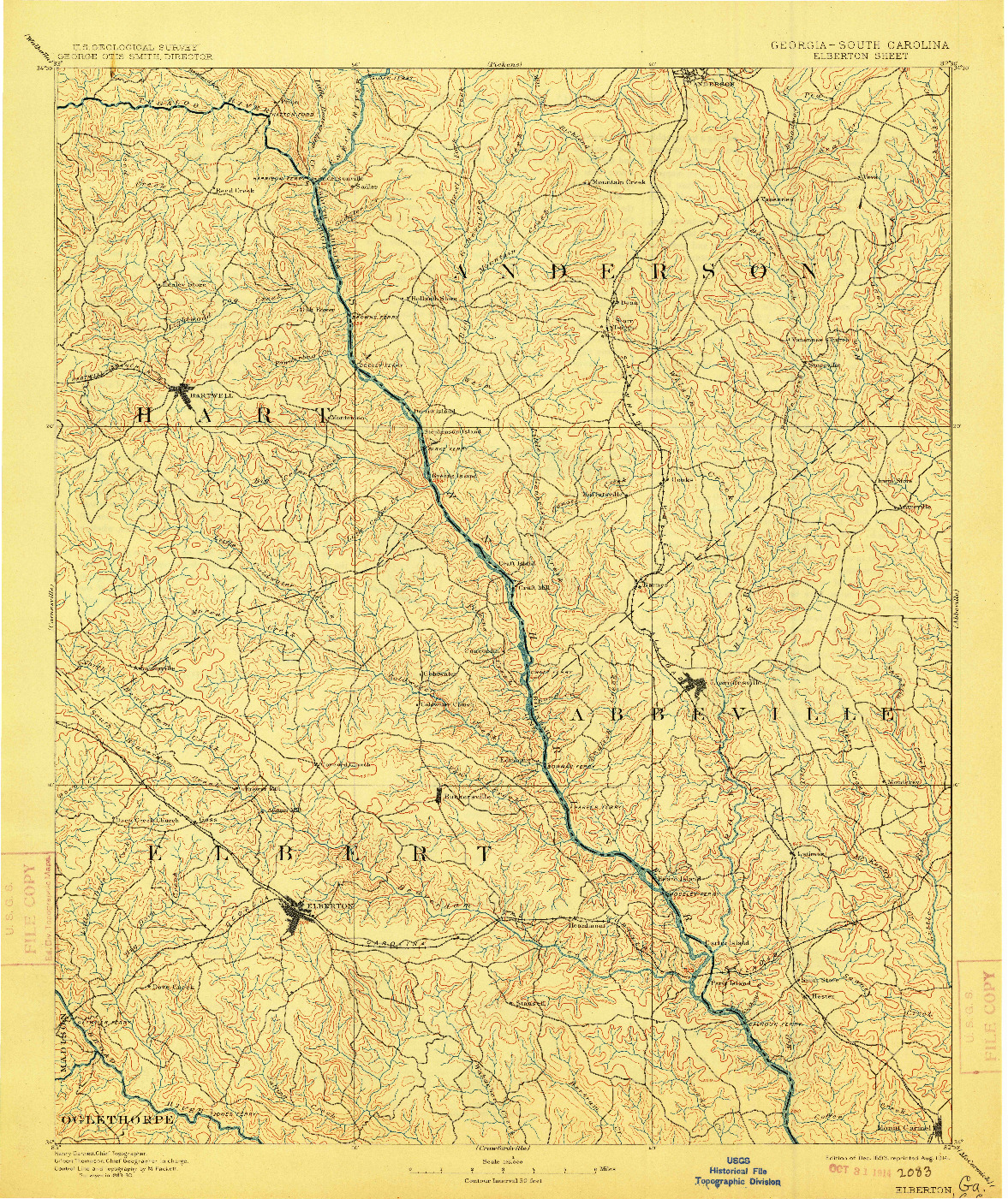 USGS 1:125000-SCALE QUADRANGLE FOR ELBERTON, GA 1893