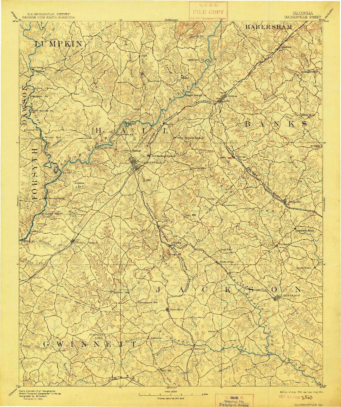 USGS 1:125000-SCALE QUADRANGLE FOR GAINESVILLE, GA 1891