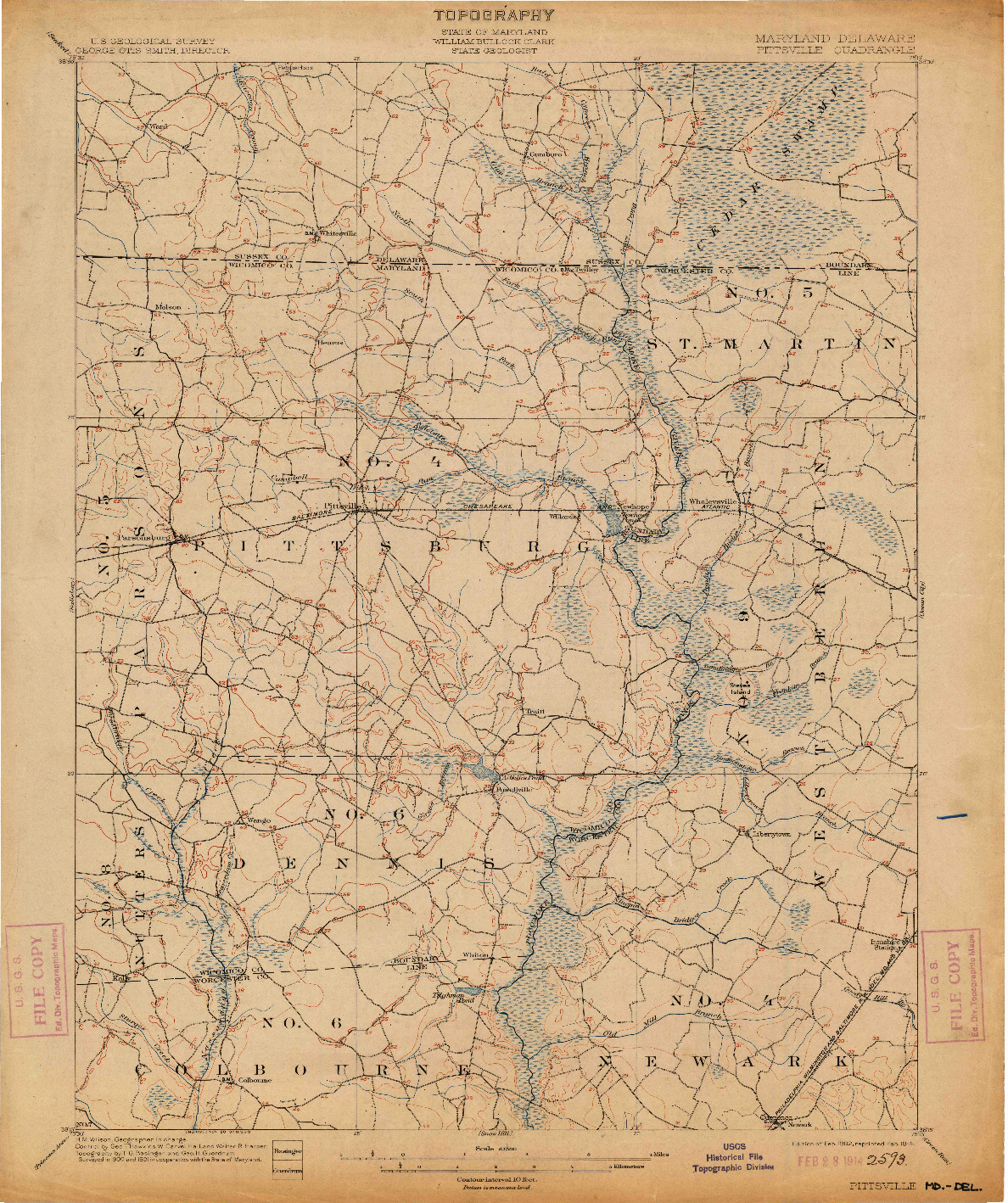 USGS 1:62500-SCALE QUADRANGLE FOR PITTSVILLE, MD 1902