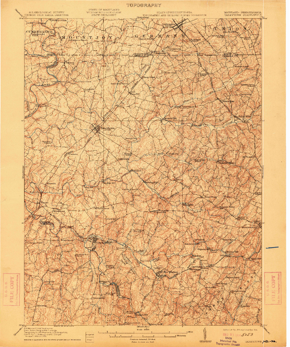 USGS 1:62500-SCALE QUADRANGLE FOR TANEYTOWN, MD 1911