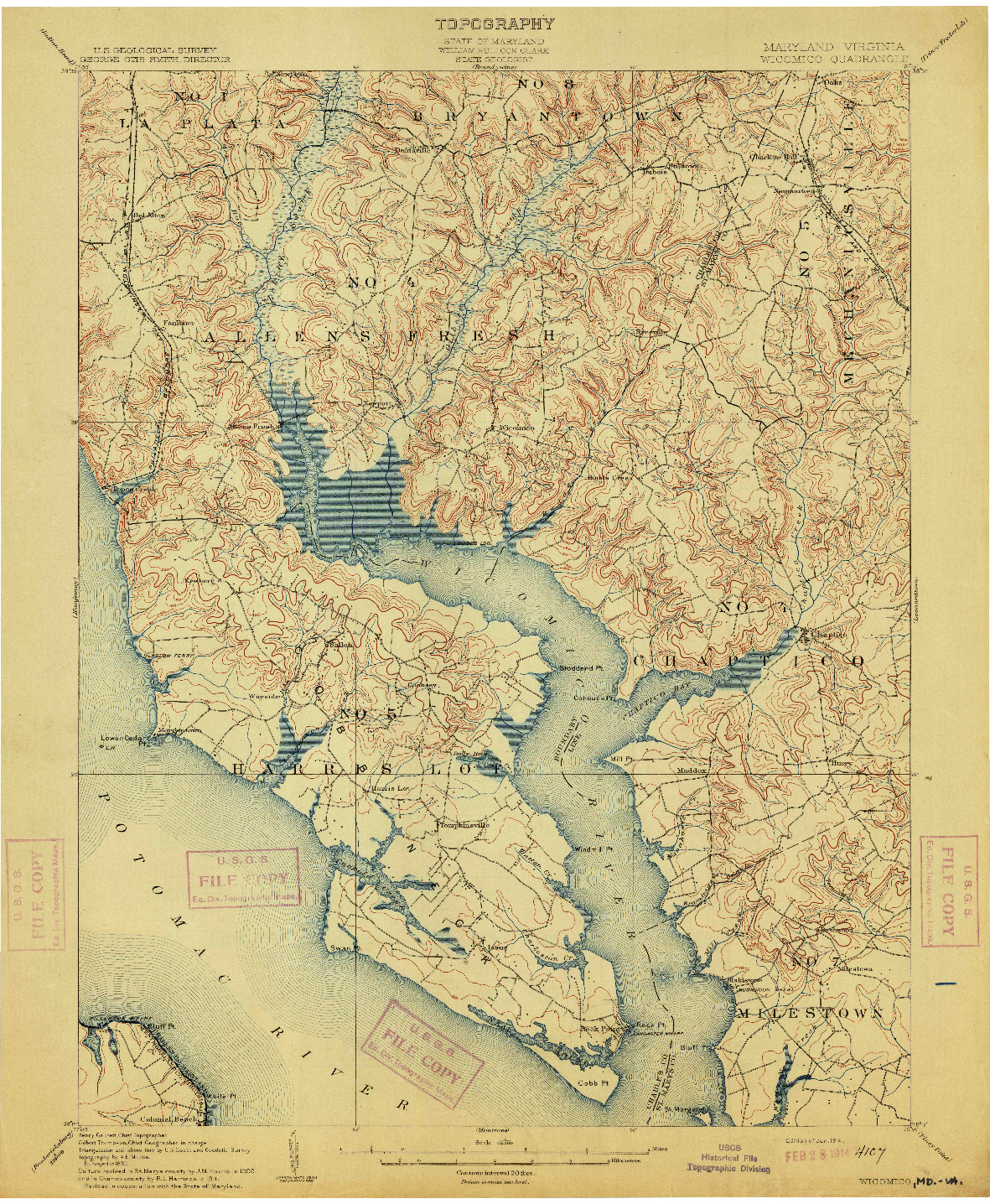 USGS 1:62500-SCALE QUADRANGLE FOR WICOMICO, MD 1914