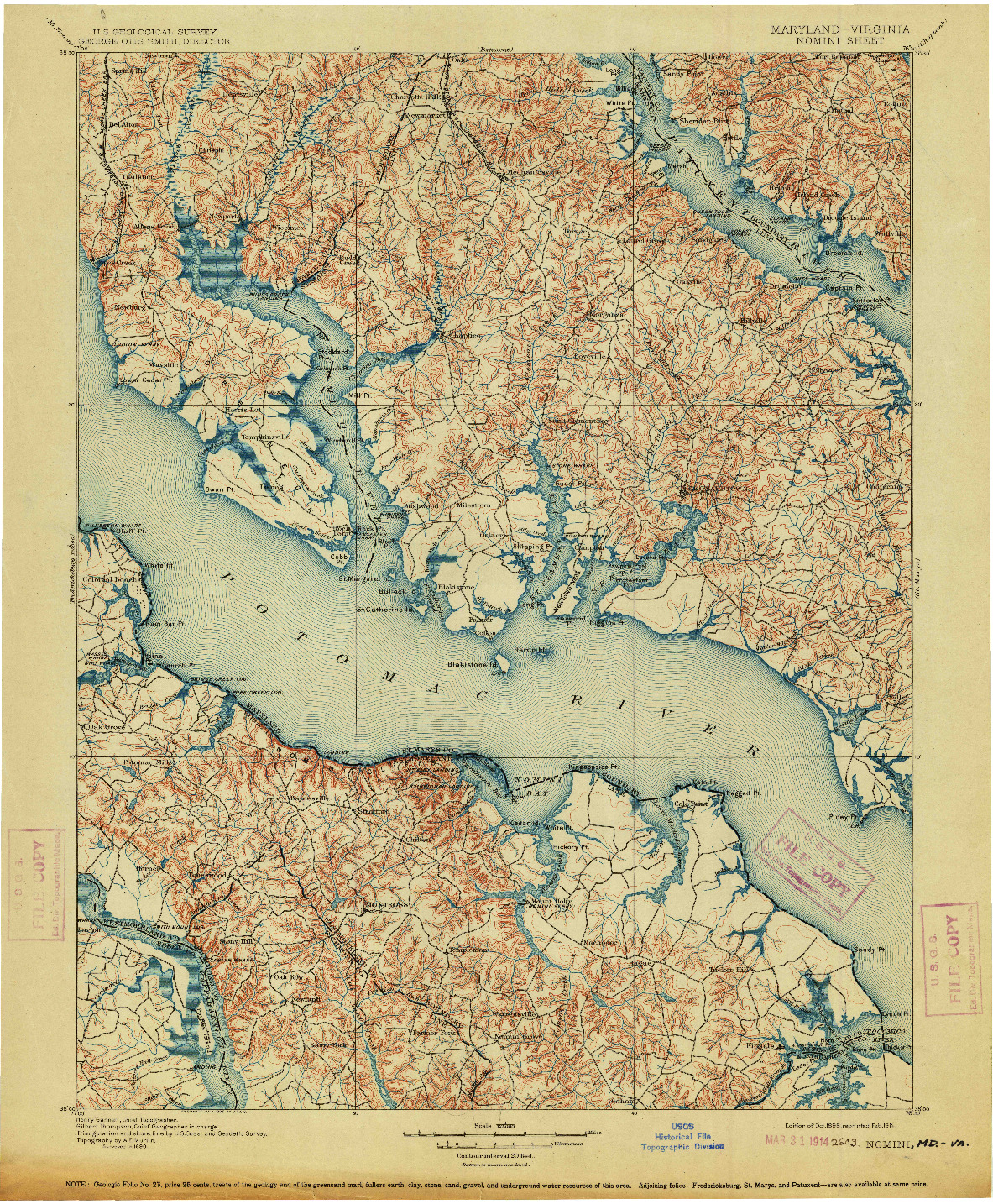 USGS 1:125000-SCALE QUADRANGLE FOR NOMINI, MD 1898