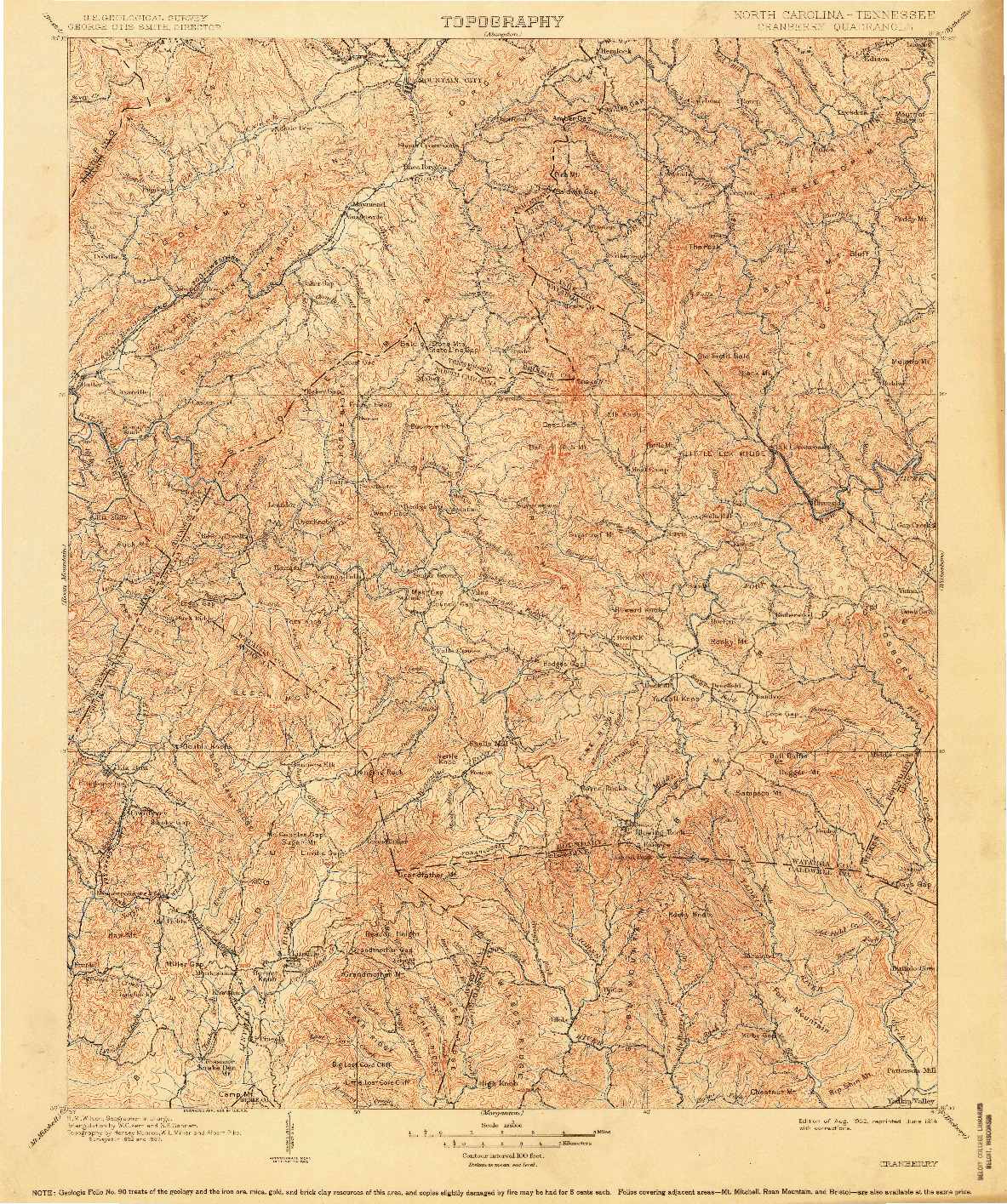 USGS 1:125000-SCALE QUADRANGLE FOR CRANBERRY, NC 1902