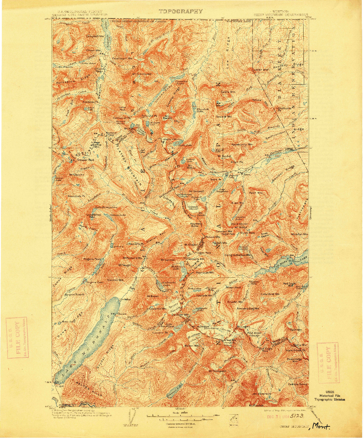 USGS 1:125000-SCALE QUADRANGLE FOR CHIEF MOUNTAIN, MT 1904