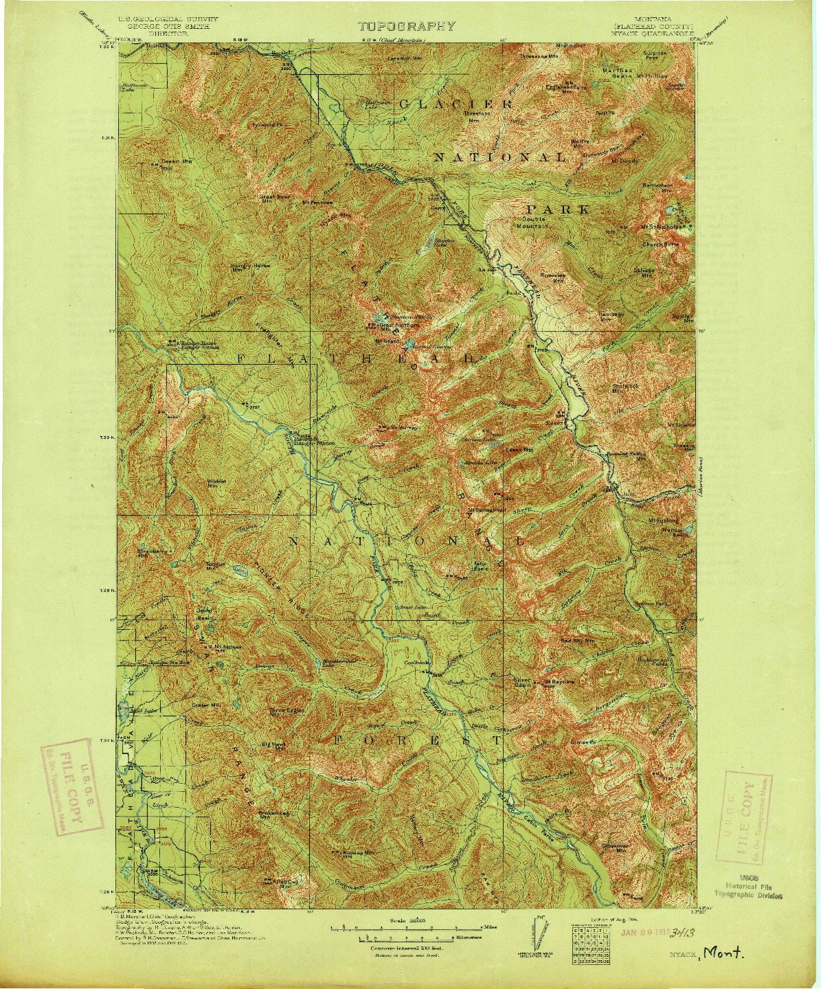 USGS 1:125000-SCALE QUADRANGLE FOR NYACK, MT 1914