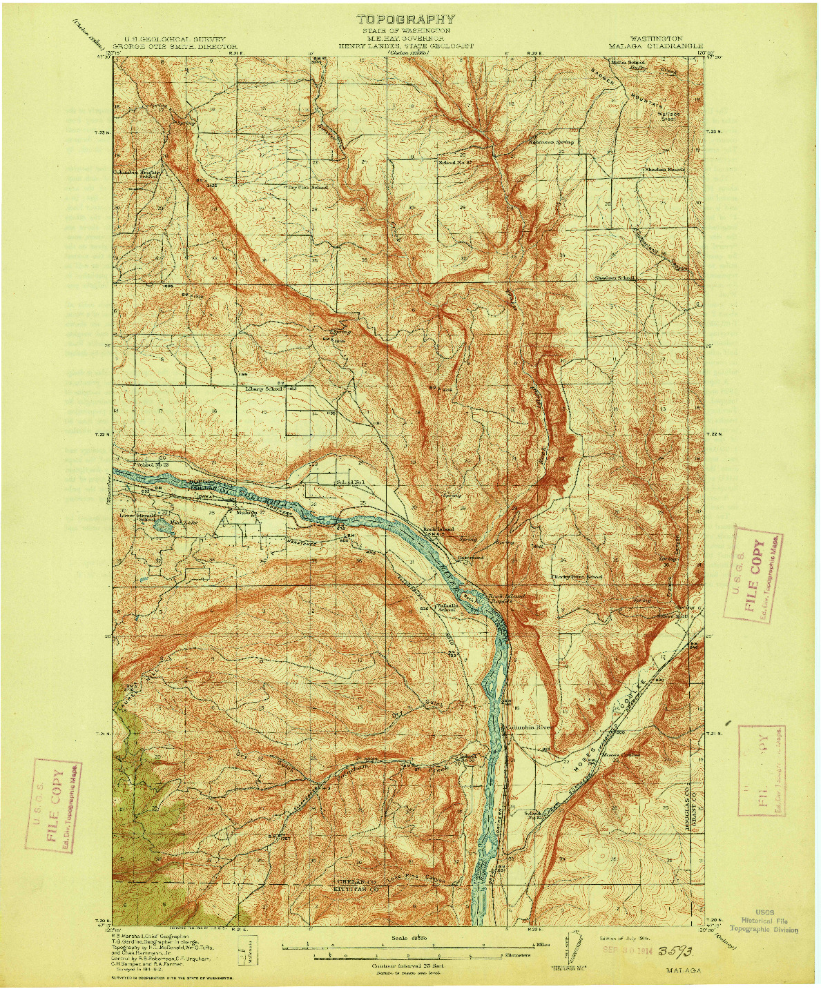 USGS 1:62500-SCALE QUADRANGLE FOR MALAGA, WA 1914