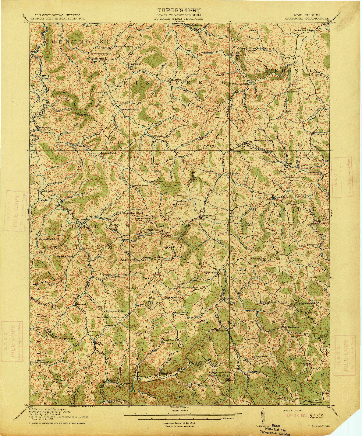 USGS 1:62500-SCALE QUADRANGLE FOR CRAWFORD, WV 1914