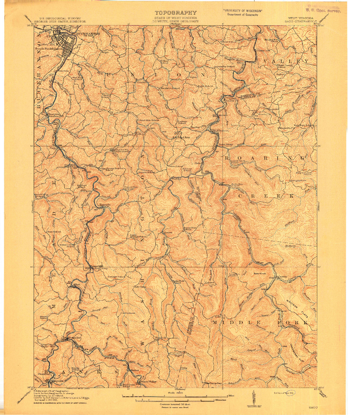 USGS 1:62500-SCALE QUADRANGLE FOR SAGO, WV 1914