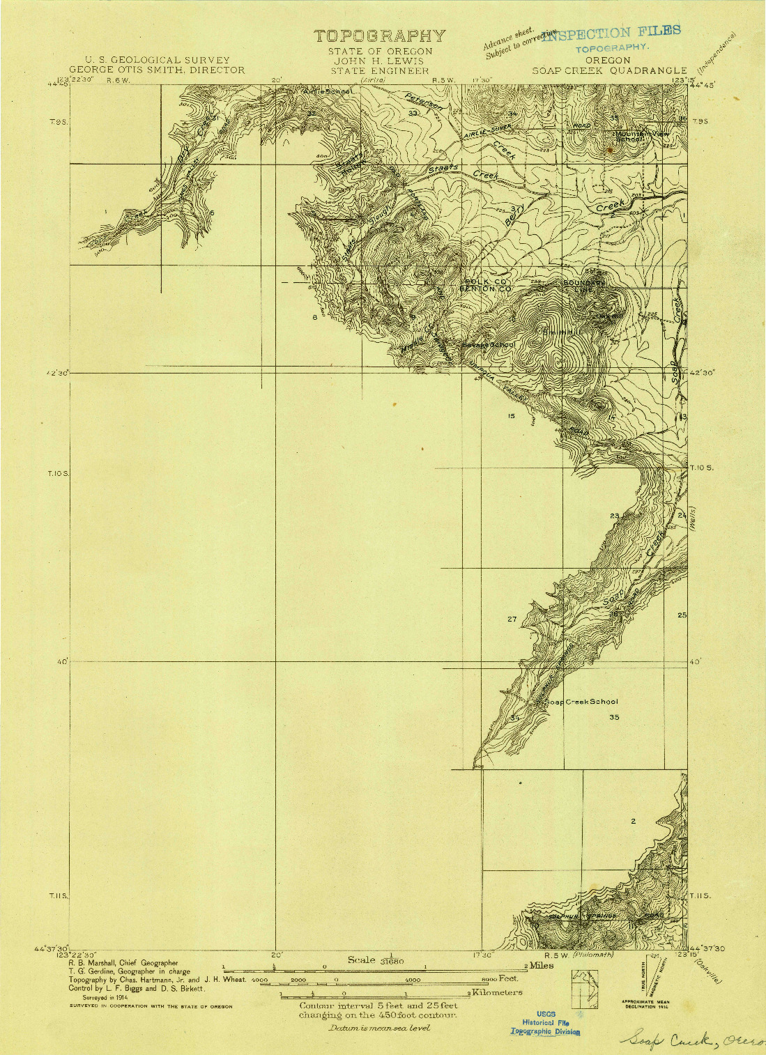 USGS 1:31680-SCALE QUADRANGLE FOR SOAP CREEK, OR 1914