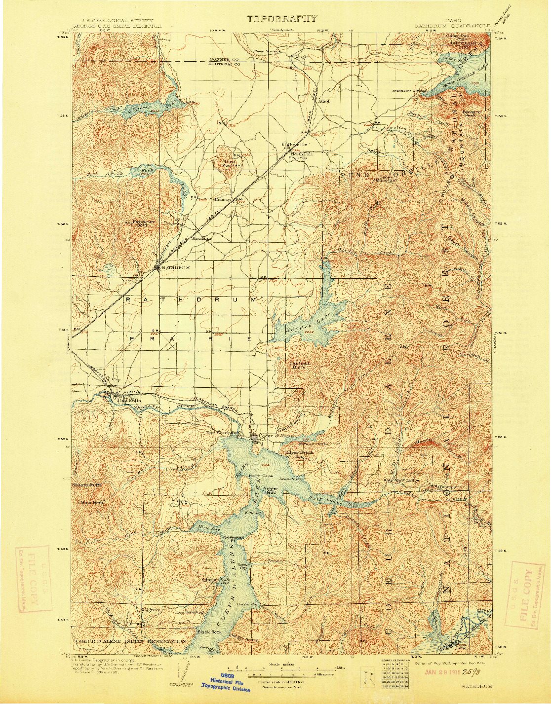 USGS 1:125000-SCALE QUADRANGLE FOR RATHDRUM, ID 1903