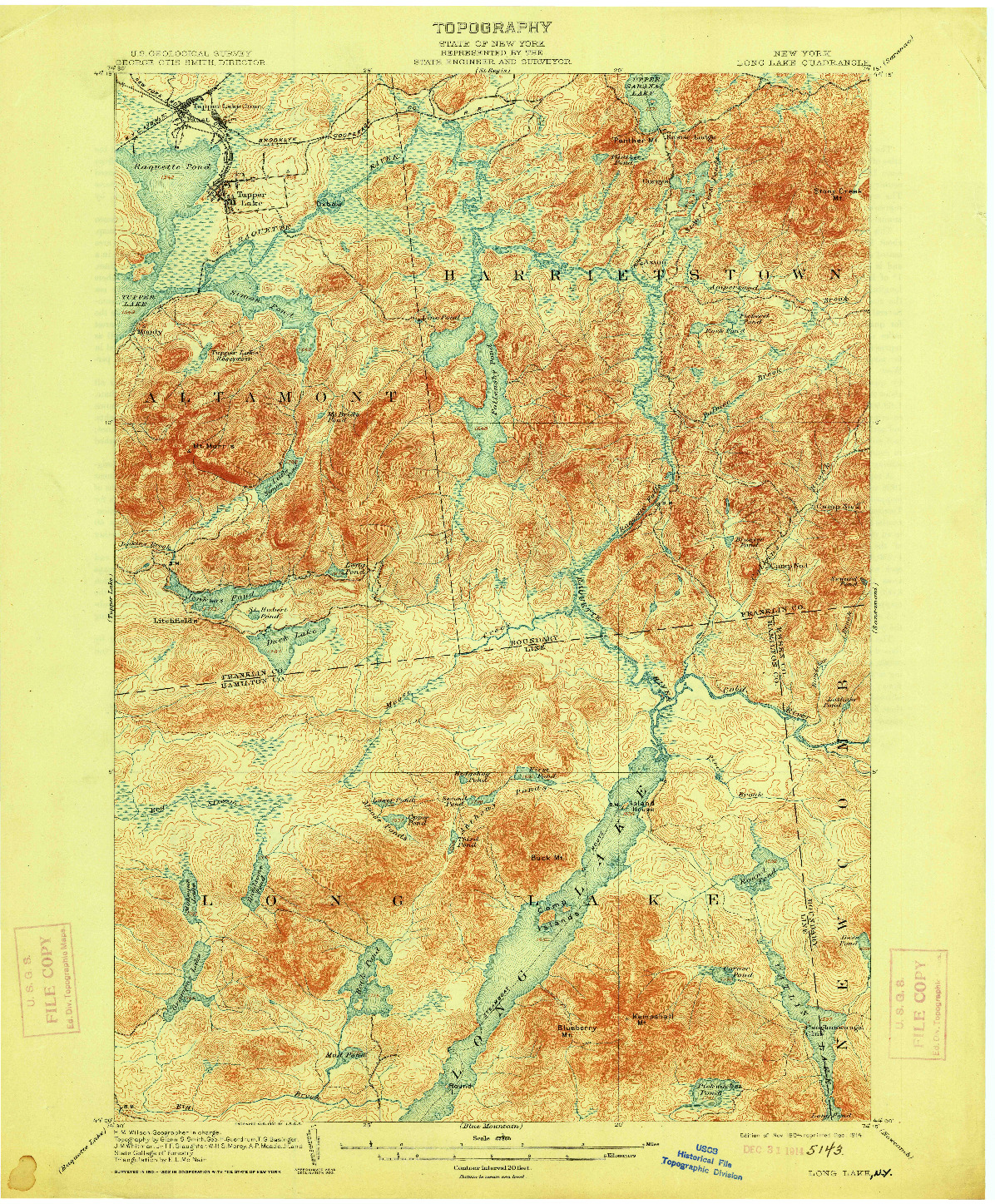 USGS 1:62500-SCALE QUADRANGLE FOR LONG LAKE, NY 1904