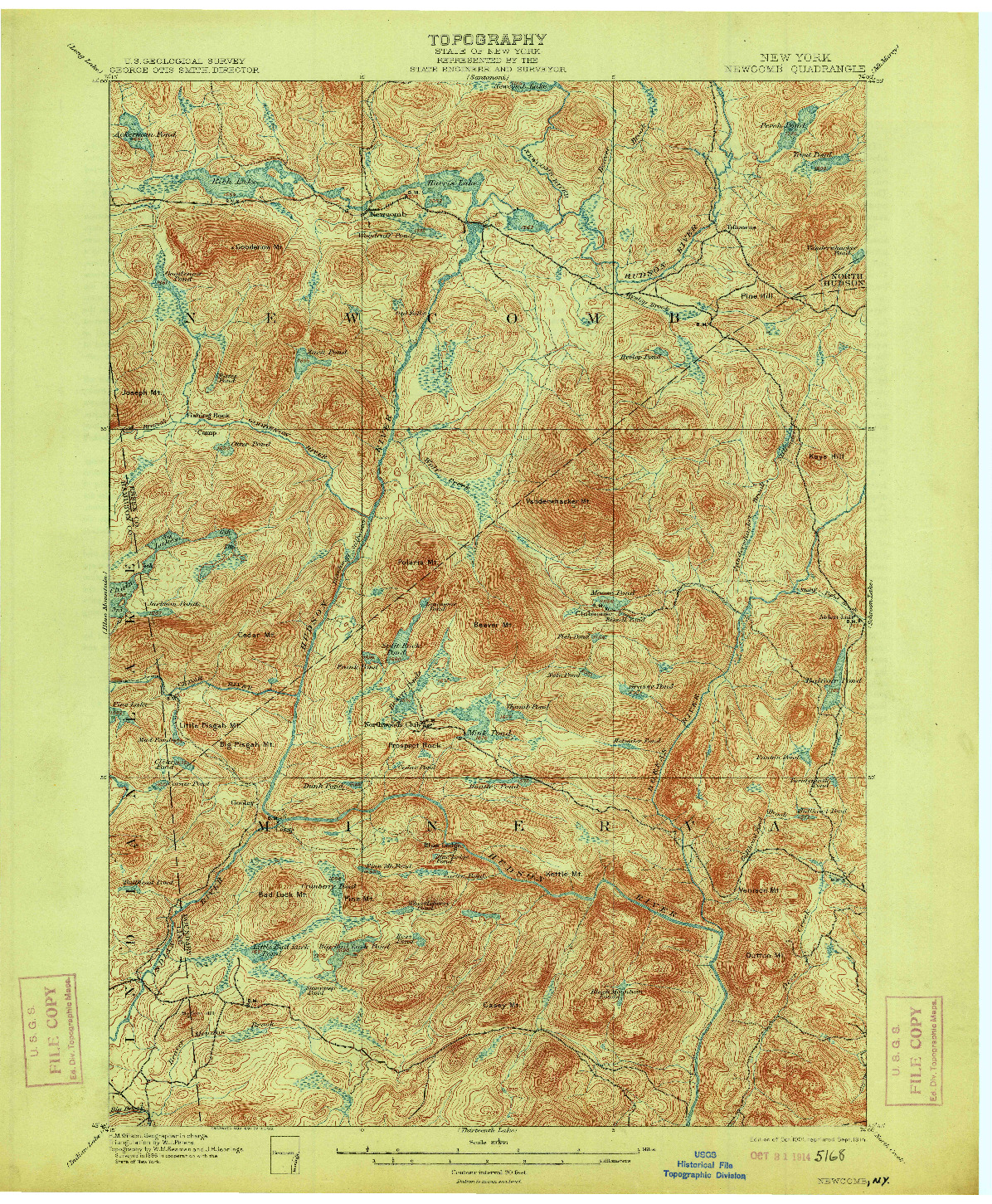 USGS 1:62500-SCALE QUADRANGLE FOR NEWCOMB, NY 1901