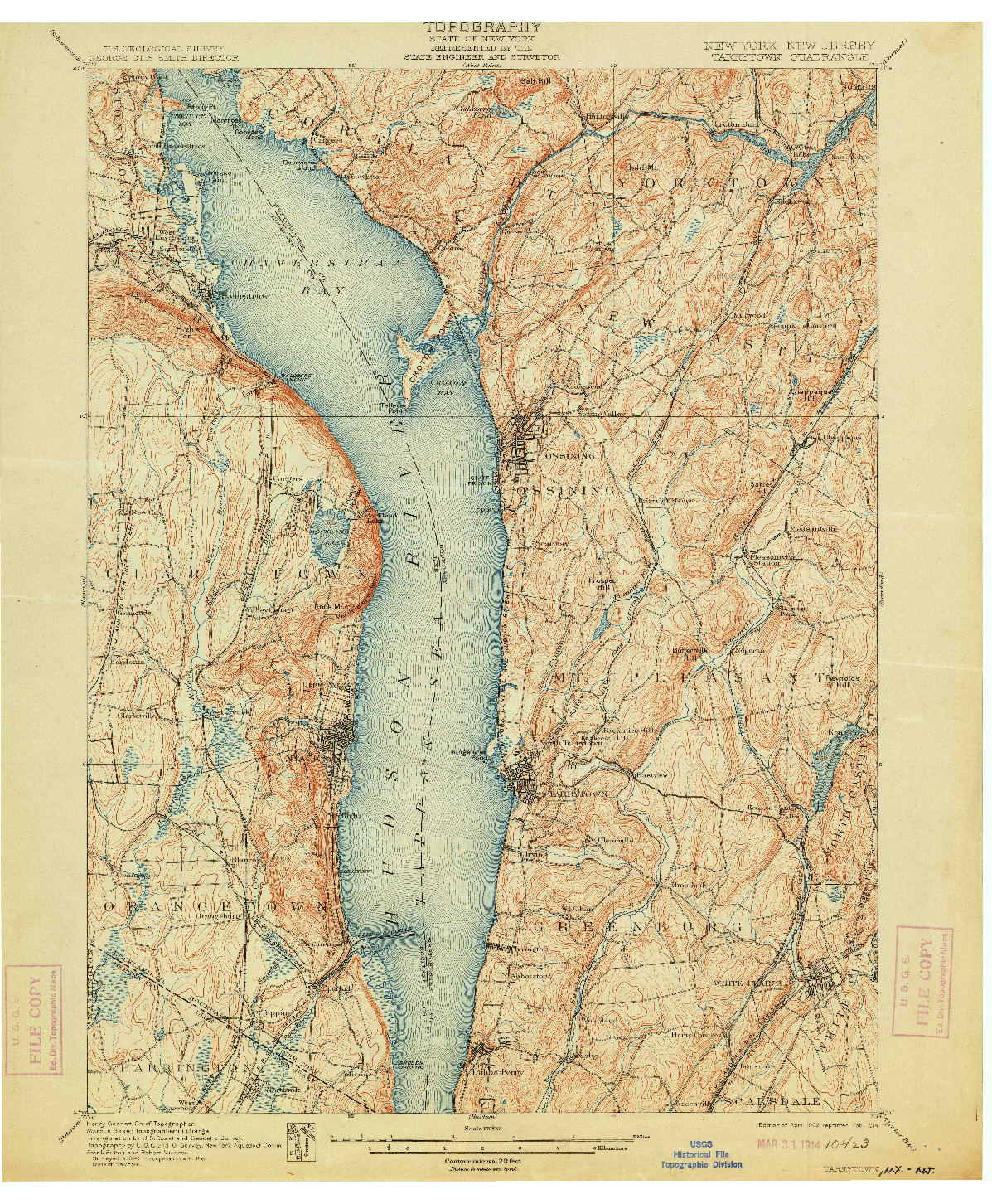 USGS 1:62500-SCALE QUADRANGLE FOR TARRYTOWN, NY 1902