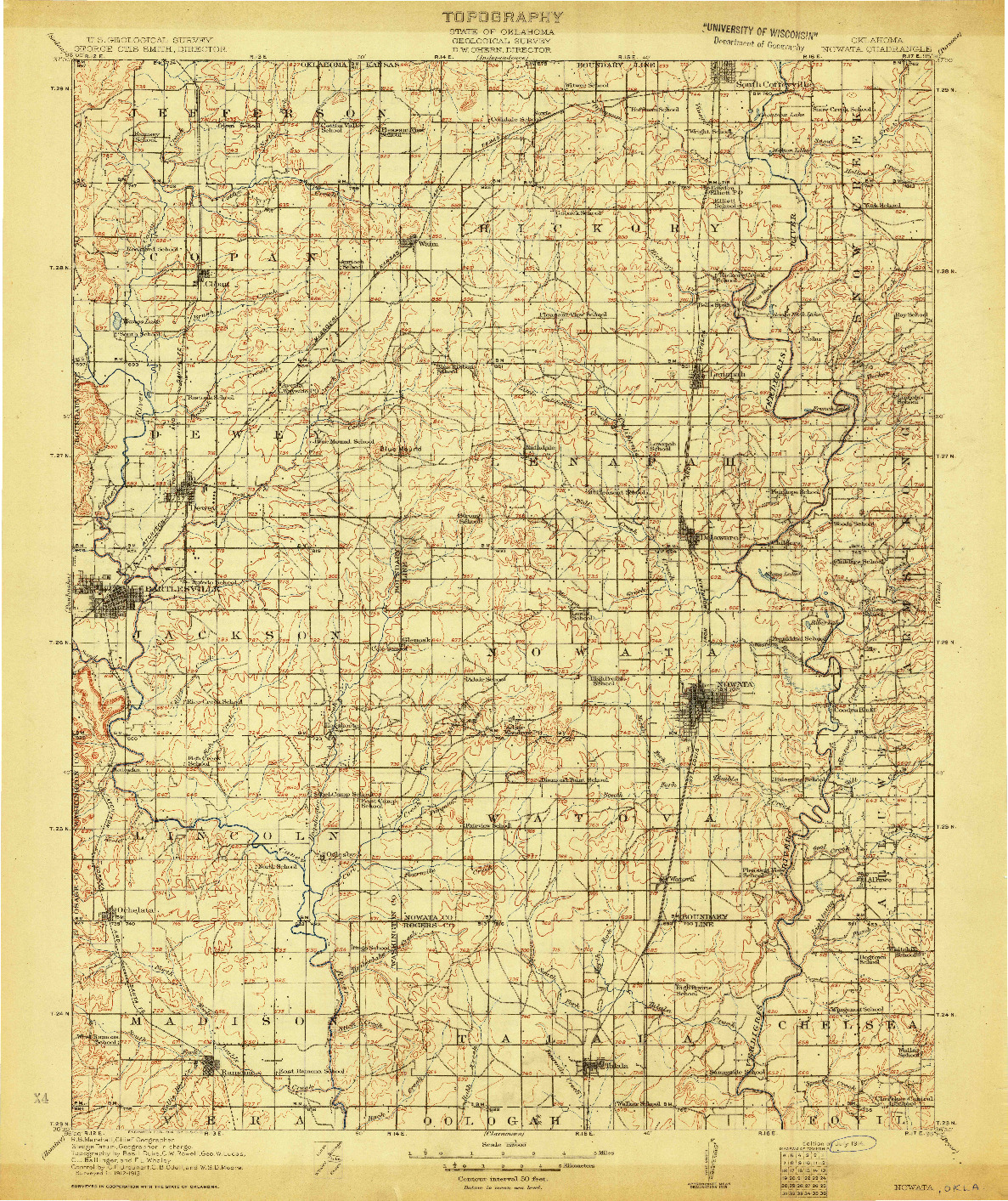 USGS 1:125000-SCALE QUADRANGLE FOR NOWATA, OK 1914