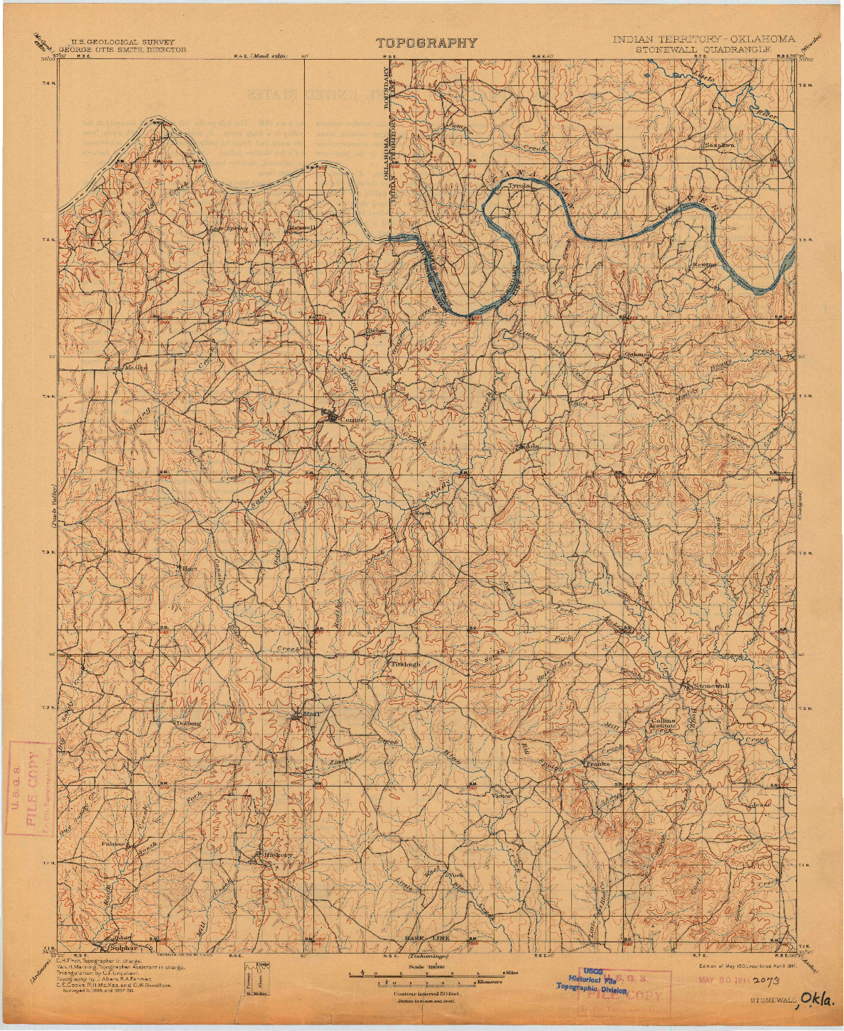 USGS 1:125000-SCALE QUADRANGLE FOR STONEWALL, OK 1901