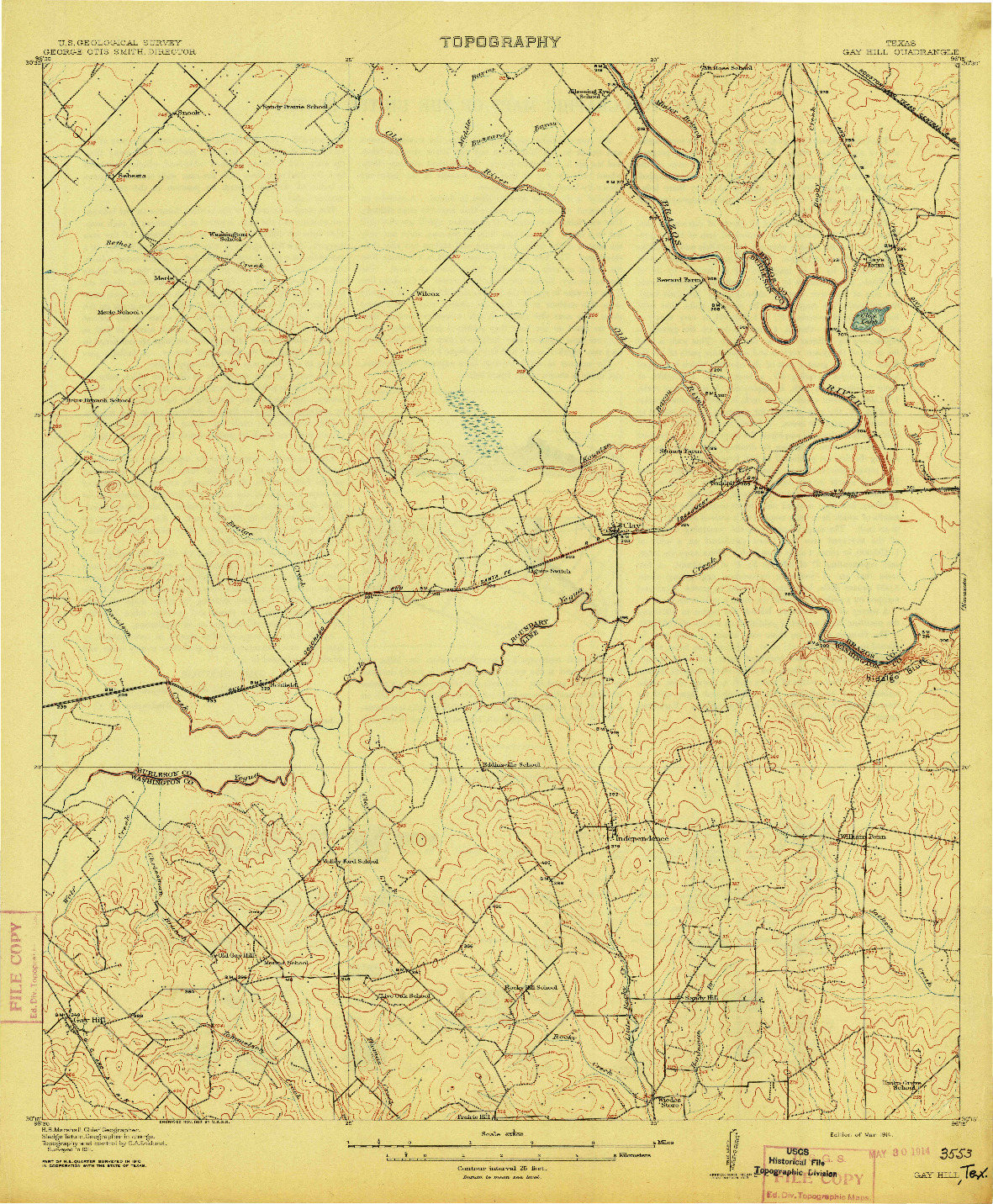 USGS 1:62500-SCALE QUADRANGLE FOR GAY HILL, TX 1914