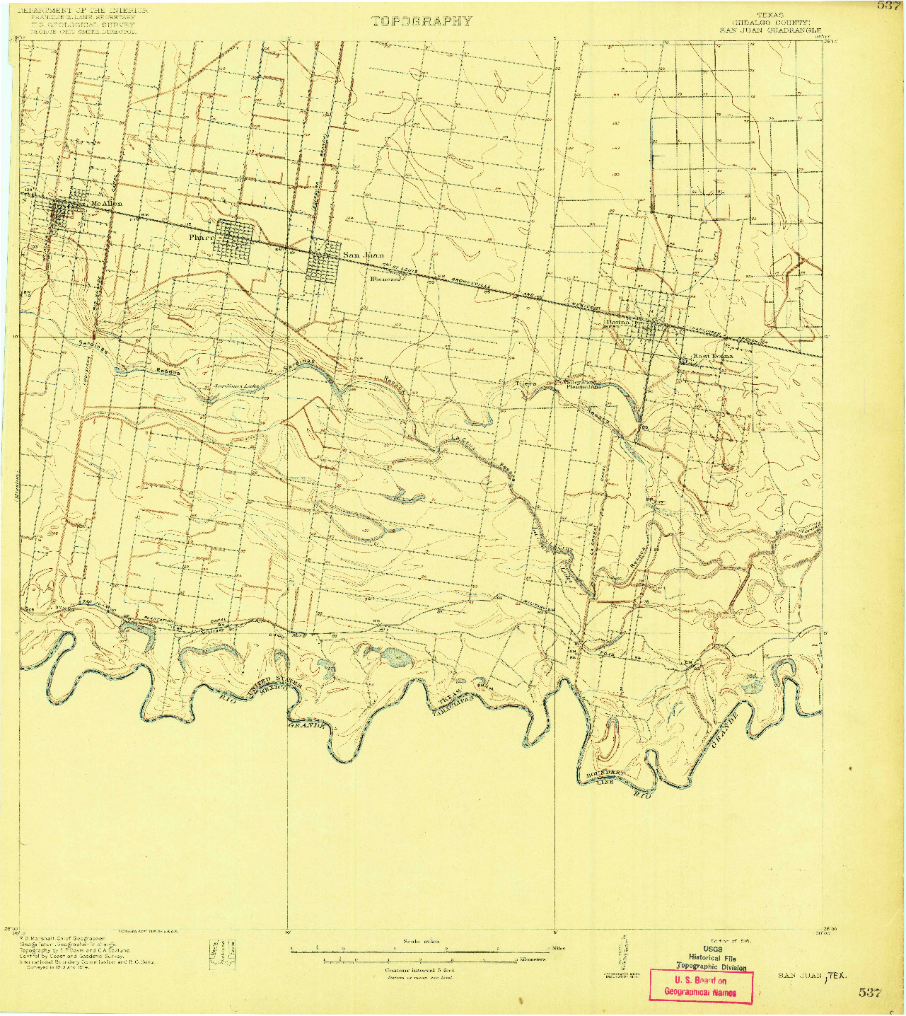 USGS 1:62500-SCALE QUADRANGLE FOR SAN JUAN, TX 1914