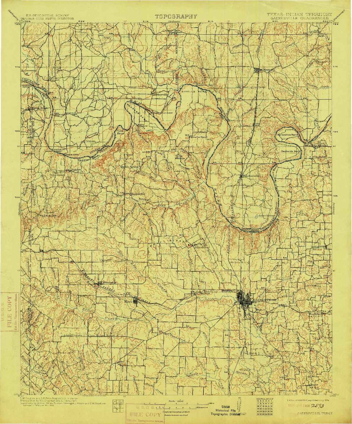 USGS 1:125000-SCALE QUADRANGLE FOR GAINESVILLE, TX 1902