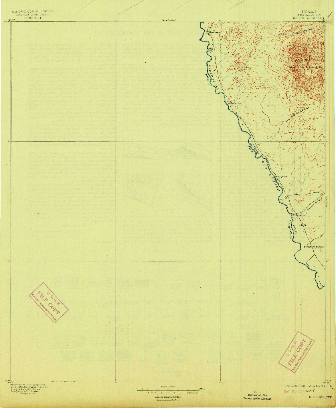 USGS 1:125000-SCALE QUADRANGLE FOR RUIDOSA, TX 1896