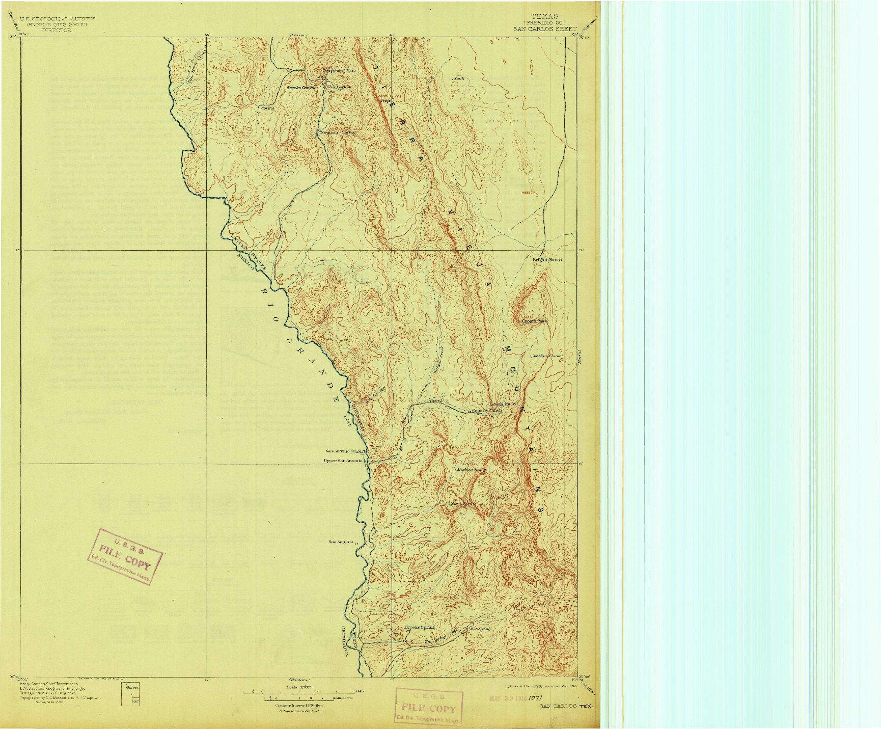 USGS 1:125000-SCALE QUADRANGLE FOR SAN CARLOS, TX 1896