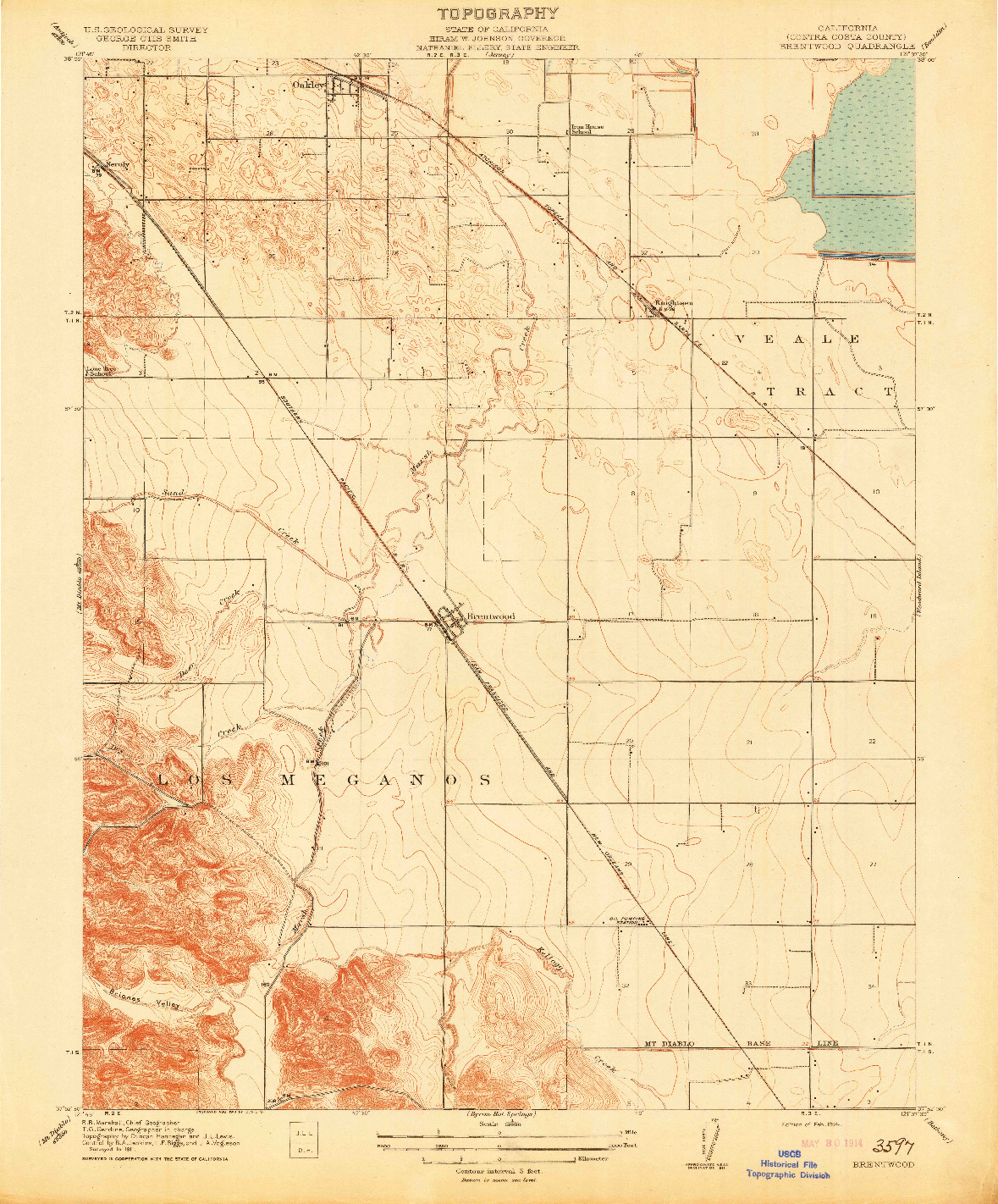 USGS 1:31680-SCALE QUADRANGLE FOR BRENTWOOD, CA 1914
